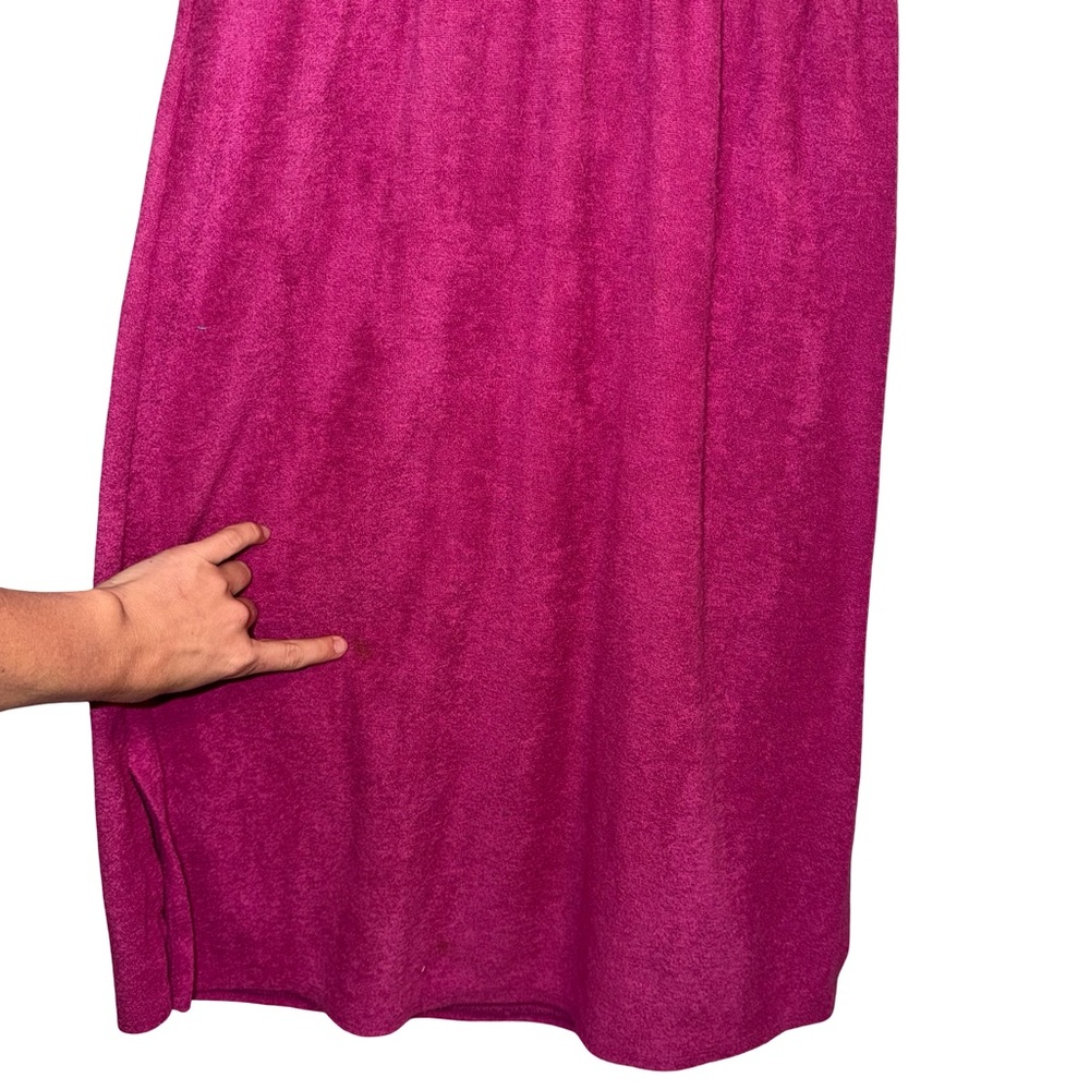 VTG 1970s magenta terrycloth midi dress. Pididdle California brand. Size Medium. - Picture 4 of 9